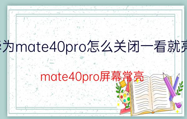 华为mate40pro怎么关闭一看就亮屏 mate40pro屏幕常亮？